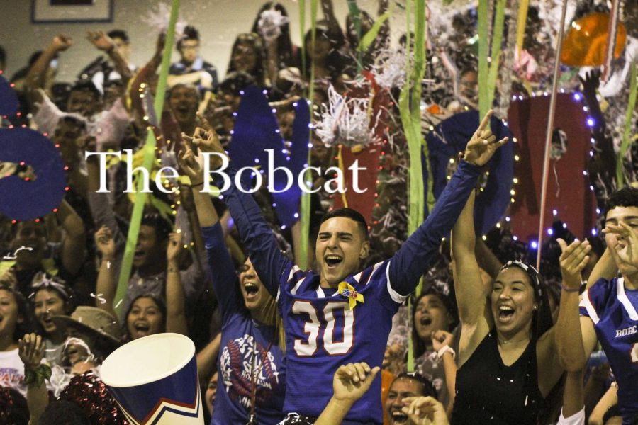 Senior class in the battle for the spirit stick at the Bobcat Jungle pep-rally.