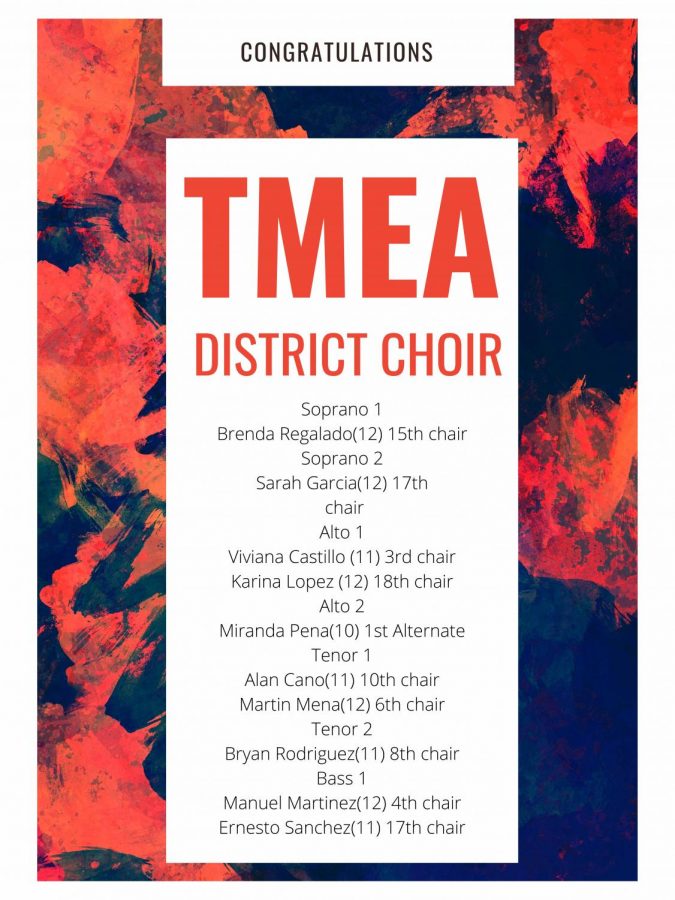 Choir students are selected for TMEA District Choir